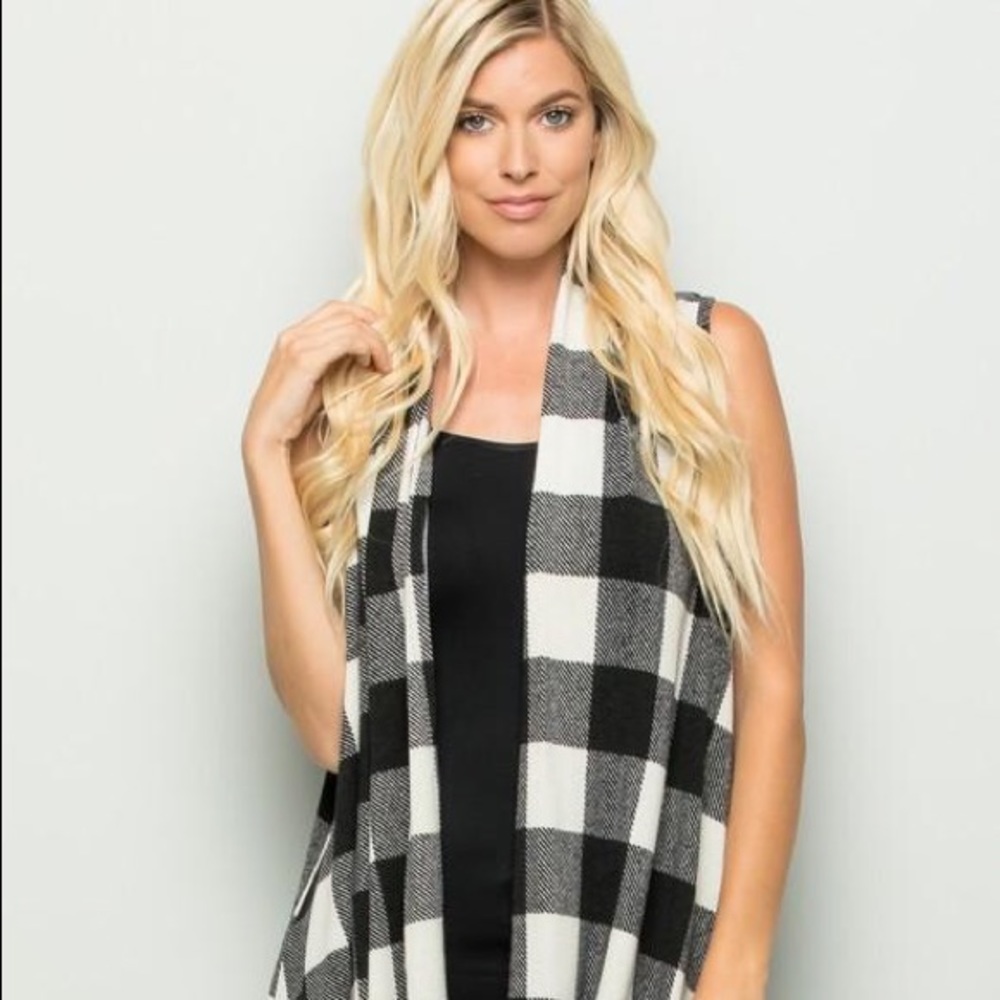 Gingham Drape Vest